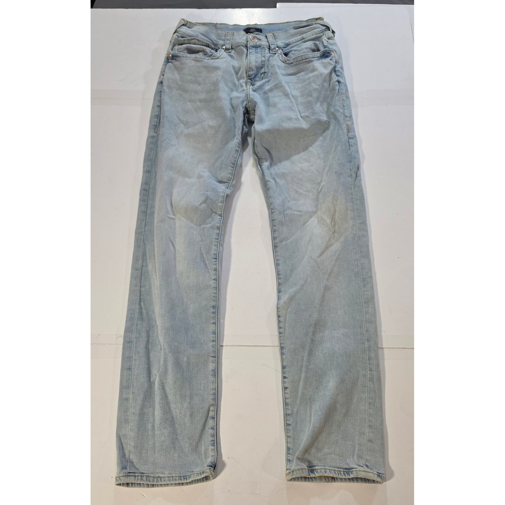 True Religion Geno Flap Relaxed Slim Blue Light Wash Denim Jeans Size 32 Y2K